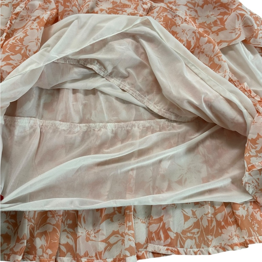 Japna Peach Floral Print V-Neck Tiered Ruffle Hem Sleeveless Dress Size M NWT - Picture 15 of 17